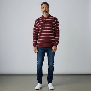 Jos. A. Bank Burgundy and White Striped Polo
